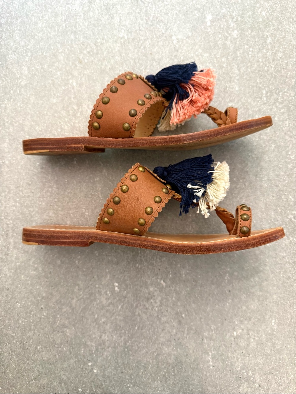Ulla Johnson Mia Tassel Slide Sandal Cognac Leather Studded EU 37 US 6.5 - Picture 3 of 12